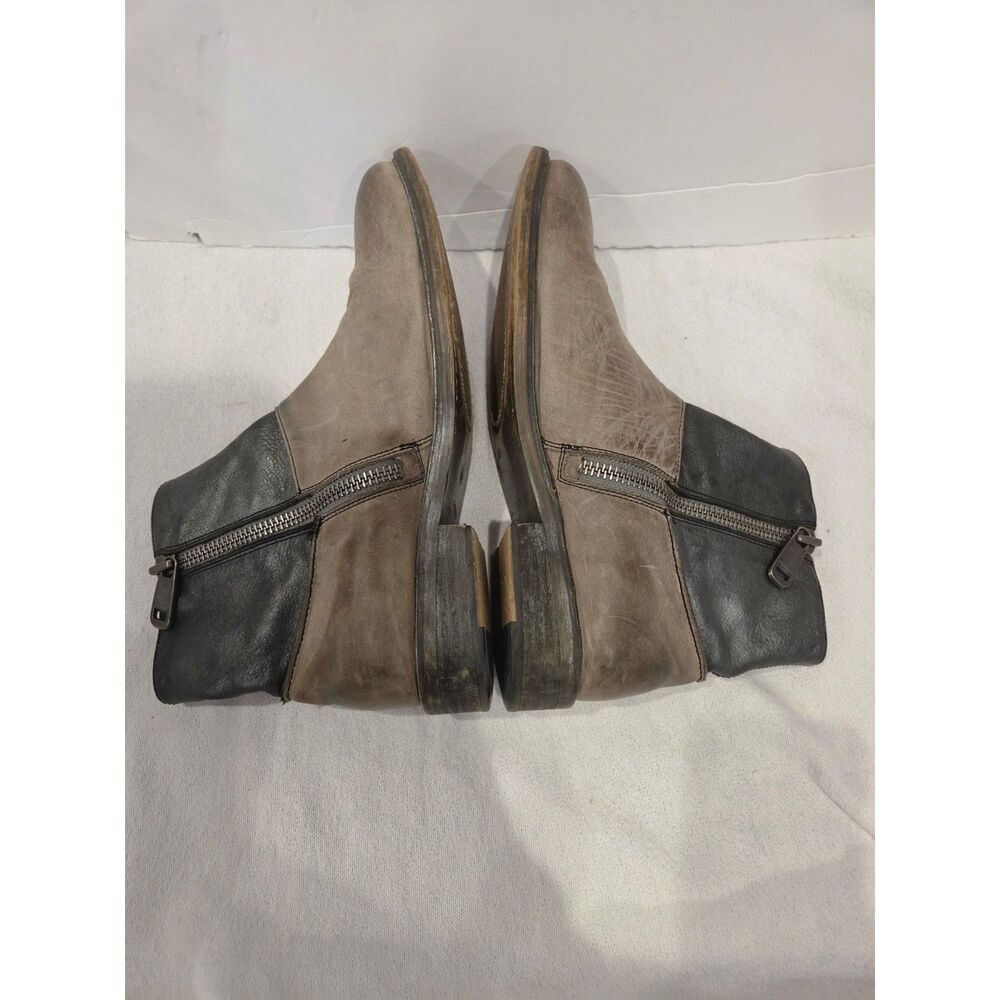 John Fluevog Holden Two Tone Leather Ankle Boots Distressed Grey Black Sz 11 - Picture 7 of 11